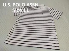 ユーエスポロアッスン 半袖 ボーダー Tシャツ トップス 刺繍 LLサイズ