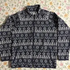 フリースジャケット Lサイズ ネイビー/ホワイト