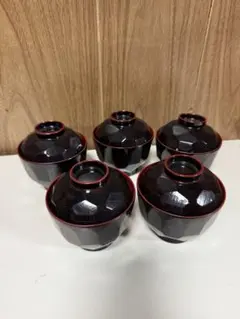 蓋付き 汁椀 漆器 5客セット 天然木加工品 うるし塗装