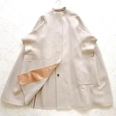 極美品 サポートサーフェス モヘヤウール チェックポンチョコート