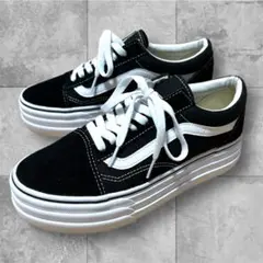 VANS オールドスクール 厚底 スニーカー 白 黒