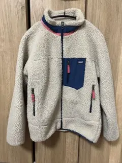 patagonia フリースジャケット XSサイズ クリーム/ネイビー