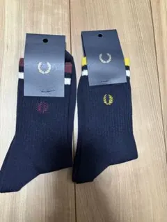 FRED PERRY ネイビーソックス ストライプ付き