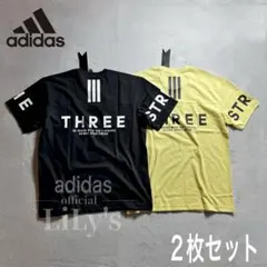 25新作　adidas Tシャツ　2枚セット　XLサイズ　黒黄色　ルーズフィット