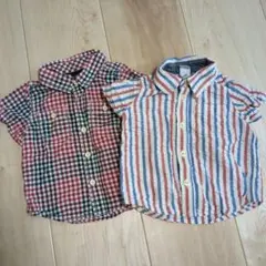 babyGap 半袖シャツ 2枚セット 80cm　チェック　ストライプ