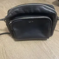 アニエスベー ショルダー バッグ アンジェル レザー ブラック カメラ