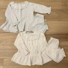 ガーゼ素材 フリル襟 パジャマ ２枚セット