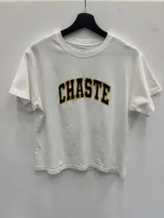 moment+ CHASTE ロゴ刺繍 クロップドTシャツ ホワイト Mのサムネイル