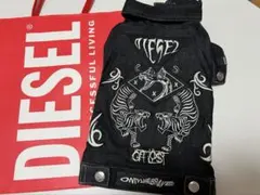 DIESEL 虎刺繍デニムブラック犬服 SSサイズ