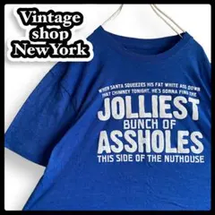 USA輸入　ビッグシルエット　Tシャツ　オーバー　ユーモア　青