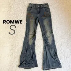 ROMWE（ロムウェ） クロスメタルスタッズ ダメージ加工デニム クロス 十字架