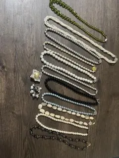 シルバー925入り色石パール、ネックレス、ブローチアクセサリーまとめ売り