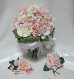 ピンク　造花　ブーケ　ブーケトニア