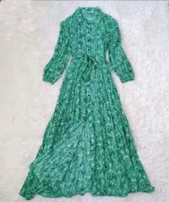 ZARA ザラ シャツ ロングワンピース 花柄 リボン グリーン 新品