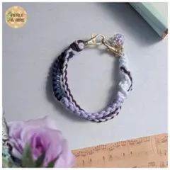 パラコードꕤ2連ボリューム編みのスマホストラップ(パープル)