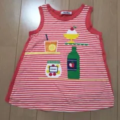 familiar ノースリーブタンクトップ 100cm 赤/白ストライプ