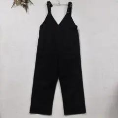 ラコレ サロペット オーバーオール Vネック ワイドパンツ つなぎ ブラック Sのサムネイル