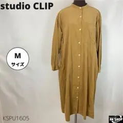 studio CLIP コーデュロイ シャツワンピース バンドカラー 前開き M
