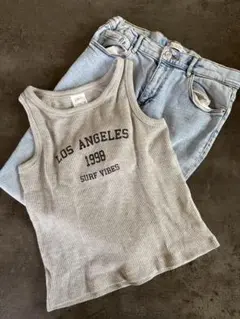 ZARA タンクトップ デニムパンツ セットのサムネイル