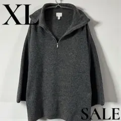 「即日発送」XL H&Mグレー ハイネック ジッパー長袖ニット セーター