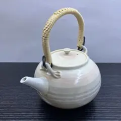 昭和レトロ 陶器製 京焼 宮川香雪 刷毛目 取っ手付 急須 茶注 ティーポット