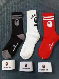 エイプアベイシングエイプ　メンズソックス3足セット