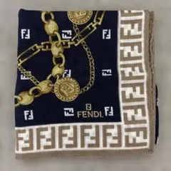 FENDI ハンカチ ズッカ柄 チェーン柄 ネイビーのサムネイル