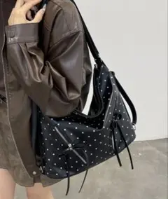 Loueme ドット柄2WAYリボンショルダーバッグ