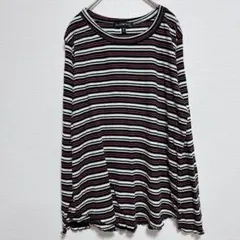 derek heart ストライプ 長袖Tシャツ 【3X・3L相当】白 紺