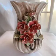 カポディモンテ/Capodimonte 花瓶 イタリア製 ローズ　陶器