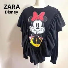 ZARA × DISNEY スウェット フリル トレーナー ミニーマウス 黒 M