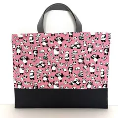 SALE‼️ ハンドメイド　レッスンバッグ　絵本袋　パンダ　ピンク
