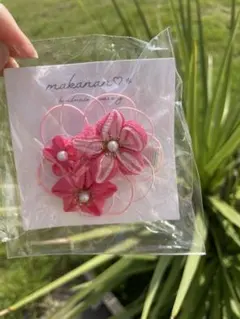 つまみ細工 ヘアピン ピンク 花 ハンドメイド　七五三