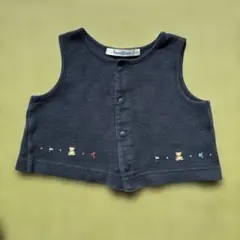 familiar ファミリア　ベビーベスト　スナップボタン　くま刺繍　ネイビー