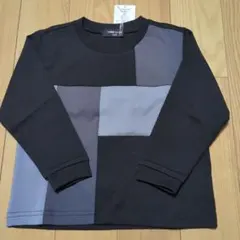 新品☆コムサイズム　黒＆グレー　カラーブロック切り替え長袖Tシャツ100㎝