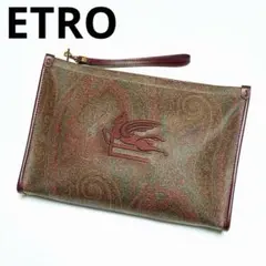 ETRO クラッチバッグ ペイズリー柄 ペガサス 刺繍 美品 未使用に近い 