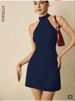 【完売品】シーイン JP-M(XS)ネイビー ブルー ミニワンピース ドレス