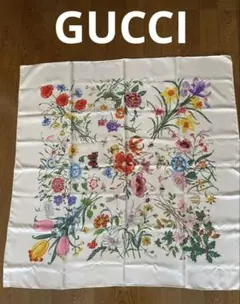 GUCCI スカーフ ボタニカル フラワー 花柄 グッチ ネイビー 紺色