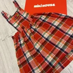 ミキハウス　mikihose レトロ　ジャンパースカート　120 赤チェック