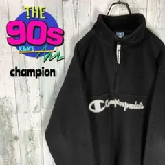 80's champion ビックロゴ刺繍　JASPOタグ　フリースプルオーバー