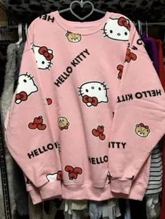 キティちゃん★サンリオ.総柄スウェット.トレーナー.ピンク.新品.