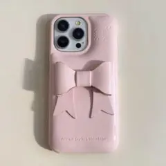 【新品未使用】iPhoneケース　韓国風ガーリーiPhone16 大きなリボン