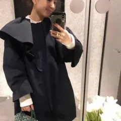 yori ヨリ　サイドフレアコート　ネイビー　36