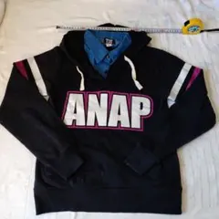 ANAP フード付きパーカー M 黒/デニムのサムネイル