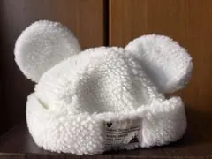 【美品】ディズニーリゾート限定 ミッキー ボア帽子 白 モコモコ