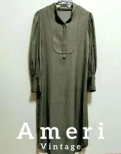 ​【AMERI Vintage】クラシカルストライプシャツドレス グリーン Mのサムネイル