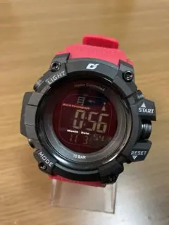 Dash電波ソーラーデジタル腕時計 BK×RDラジオコントロール 電池交換稼働中