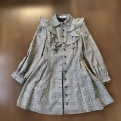 アンクルージュAnkRouge チェック柄 フリルワンピース