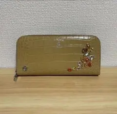 ADMJ クロコ型押し スワロフスキー　ラウンドウォレット AMBERのサムネイル