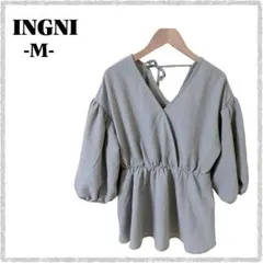 INGNI イング バックリボン ボリューム袖ブラウス チュニック グレー M